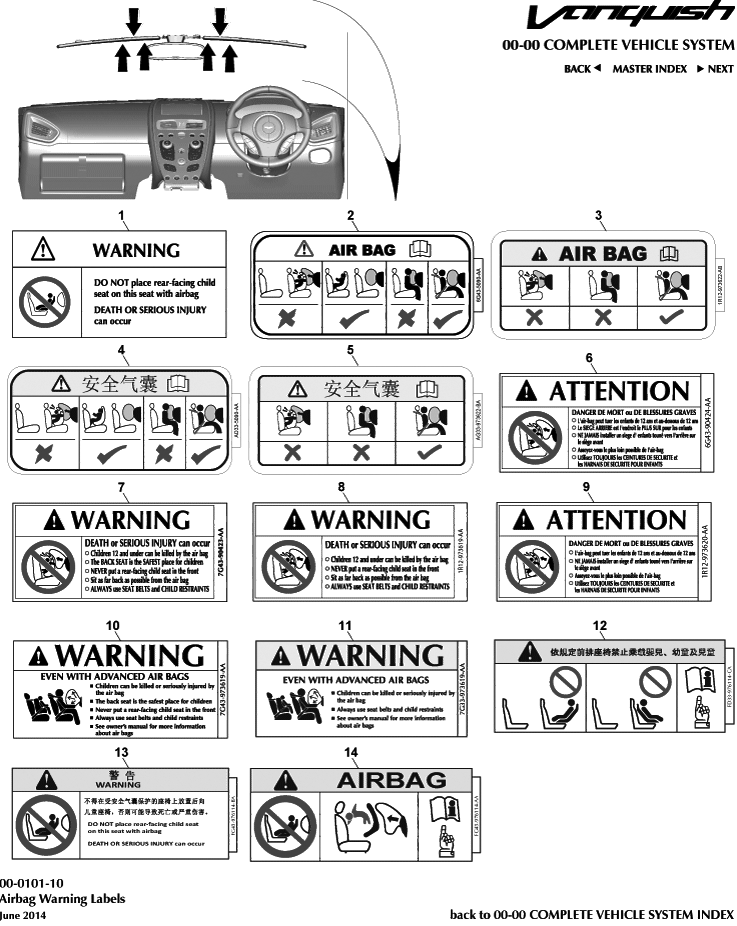 2nd Gen Vanquish Interior Labels Aston Store