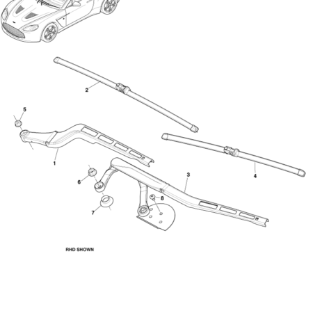 V12 zagato Wiper Arm and Blade Assembly