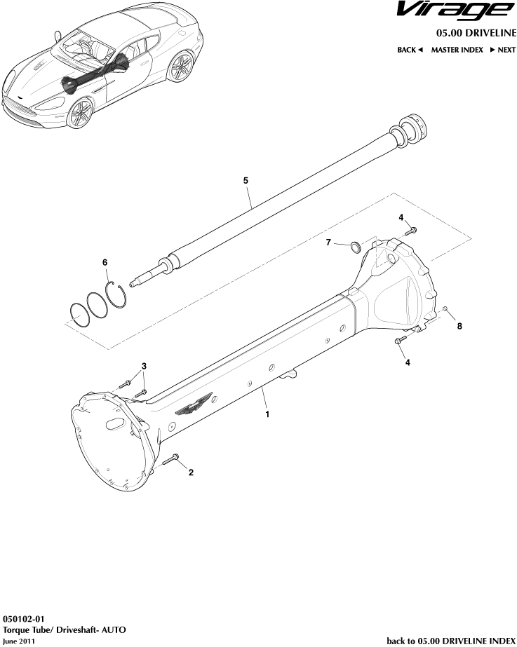 Later DB9 Torque Tube/ Driveshaft AUTO Aston Store