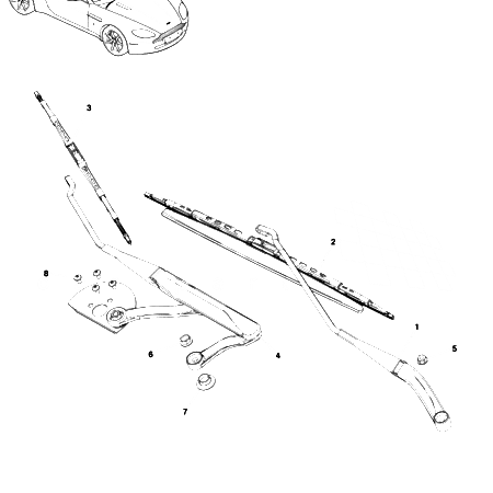 V8 Vantage Wiper Arm and Blade Assembly (LHD)