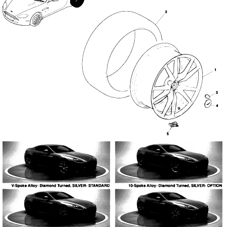 V8 Vantage Rear Wheel and Tyre Assembly (V8S)