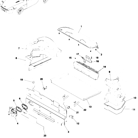 Early DB9 Body Rear End trim Assembly (Volante)