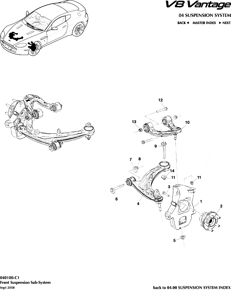 V8 Vantage Front Suspension Subsystem Aston Store