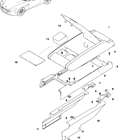 V8 Vantage Console Panel with Armrest Stowage (Manual) (2008)