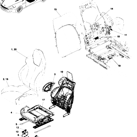 Early DB9 Front Seat Assembly Up to (V) A09109