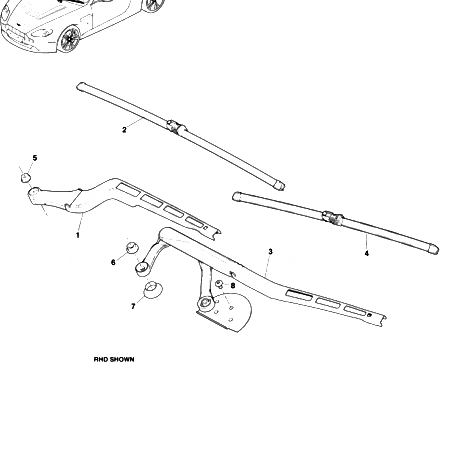 V12 Vantage Wiper Arm and Blade Assembly, 12My
