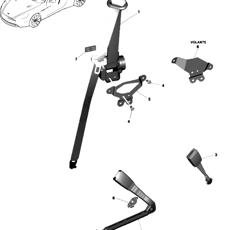 Later DB9 Seatbelt Assembly, Front
