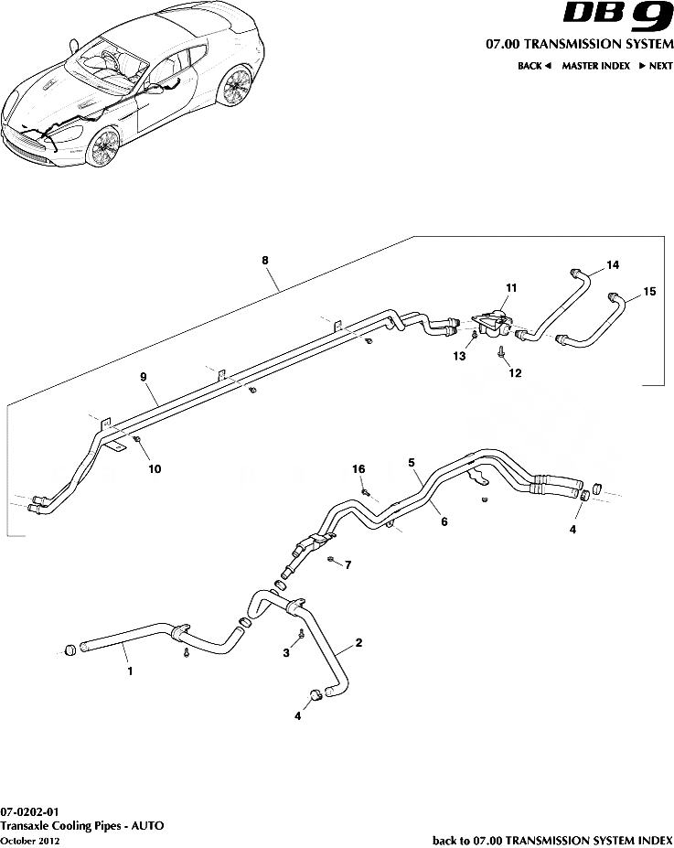 Later DB9 Transaxle Cooling Pipes AUTO Aston Store