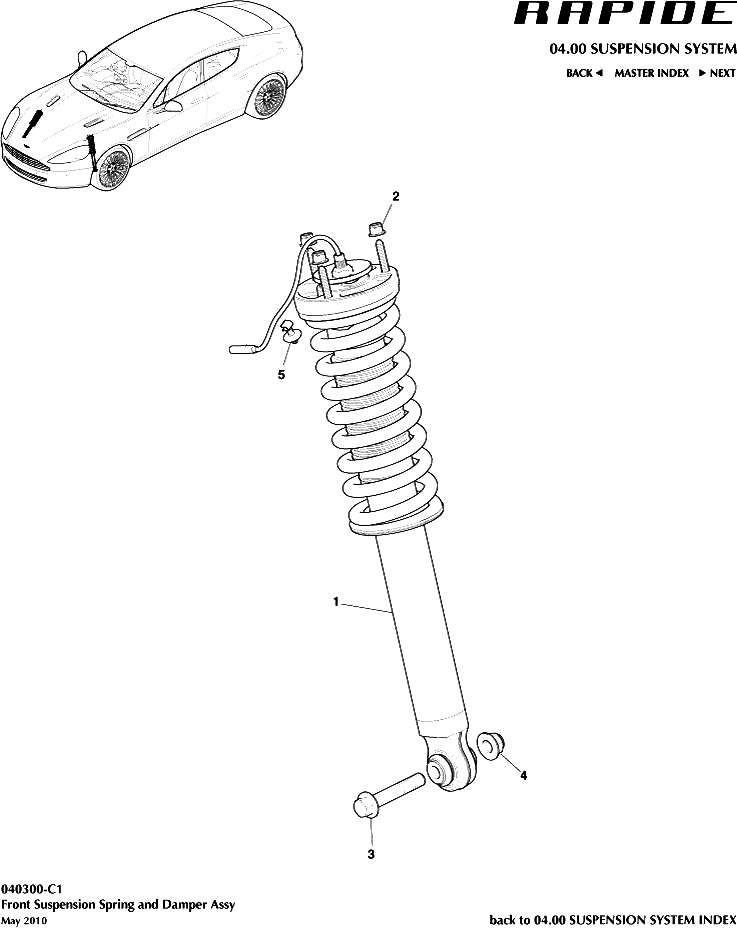 Rapide Front Suspension Spring and Damper Assembly Aston Store
