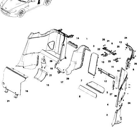 V8 Vantage Body Side Quarter Trim Assembly (Roadster)
