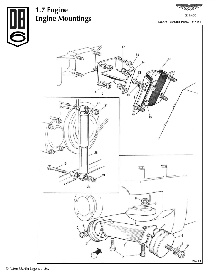 DB6 Engine Mounting Parts