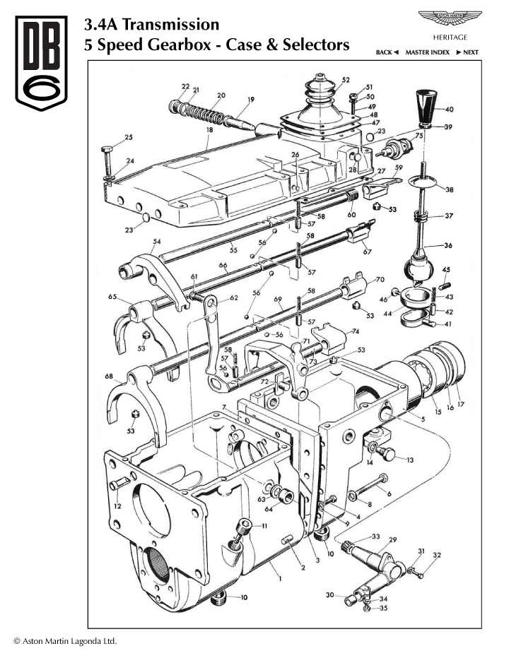 DB6 5 Speed Gearbox Parts