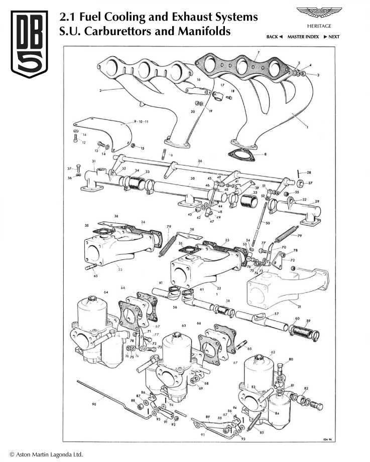 DB5 S.U. Carburettor Parts