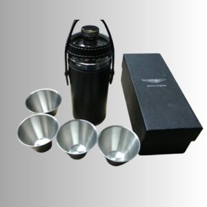 Aston Martin Leather Travel Flask With Cups