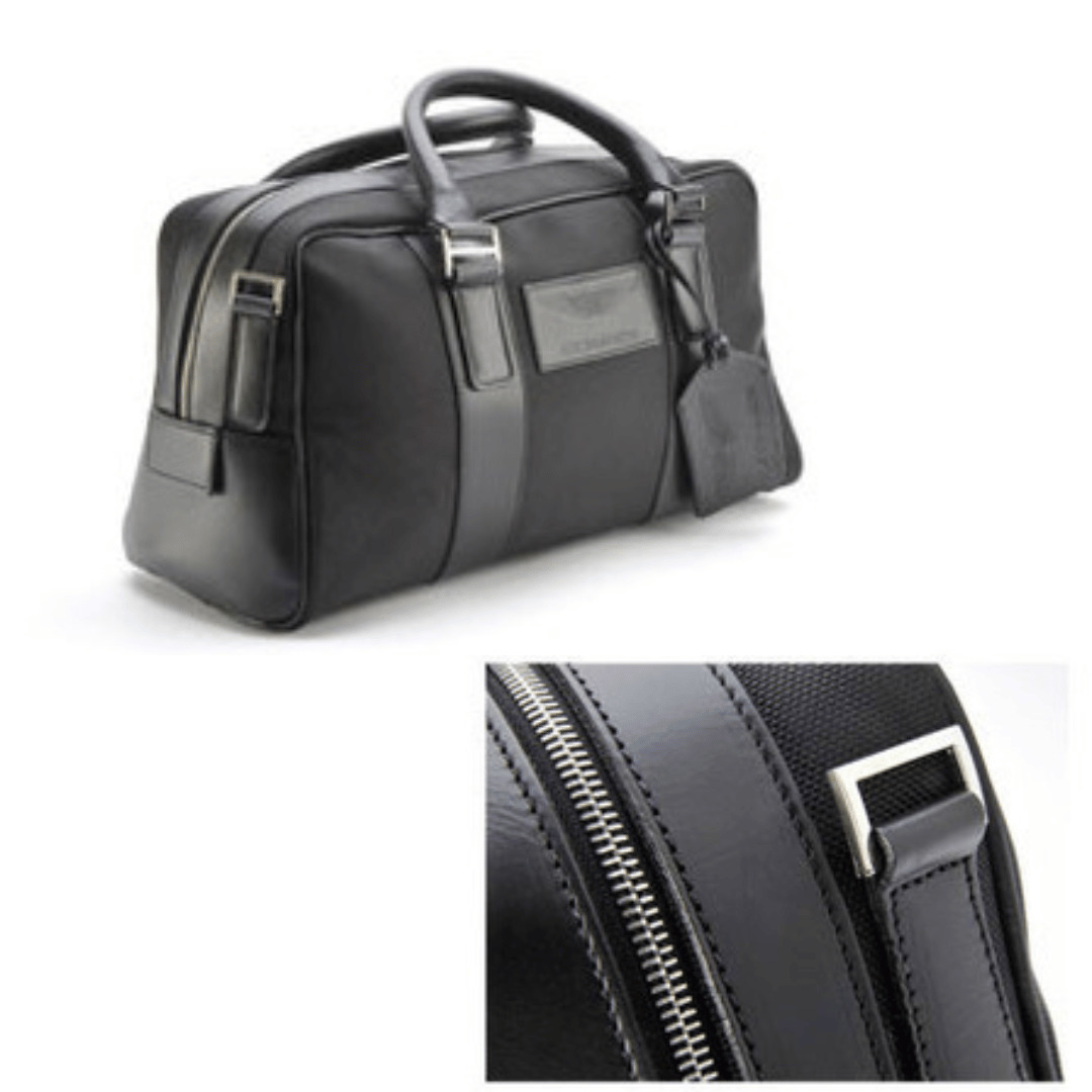 Aston Martin Small Black Leather Holdall