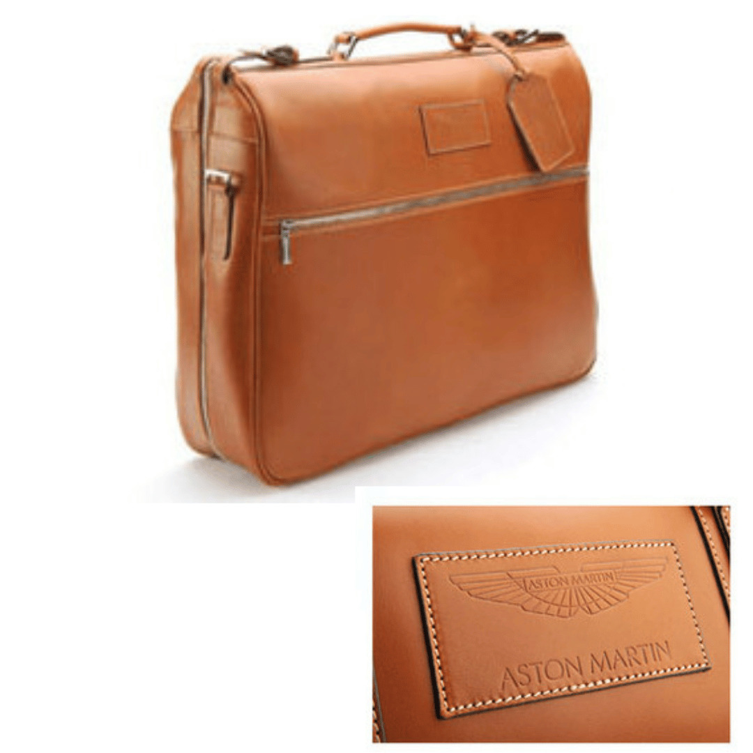 Aston Store Aston Martin Tan Leather Garment Bag