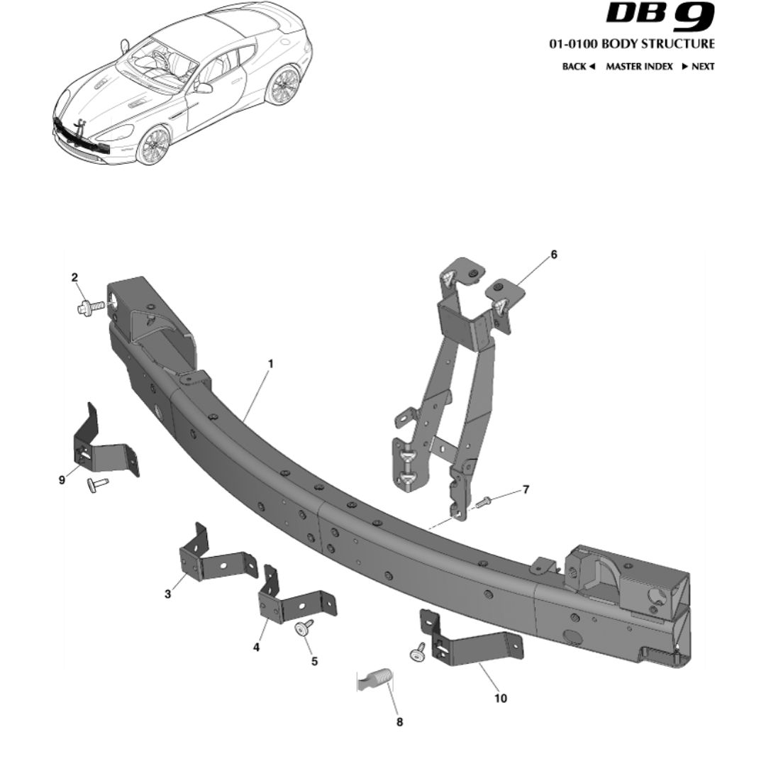 Later DB9 Front Bumper Structures RoW