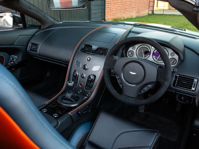 Interior of a modern Aston Martin V12 Vantage AMR