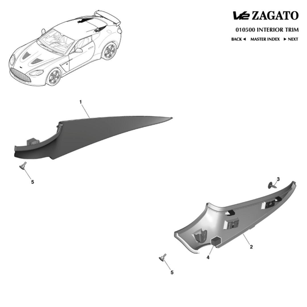 V12 Zagato C Pillar Trim Assembly