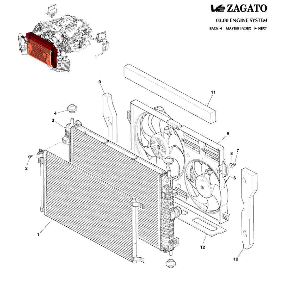 V12 zagato Engine Cooling (Line Fit)