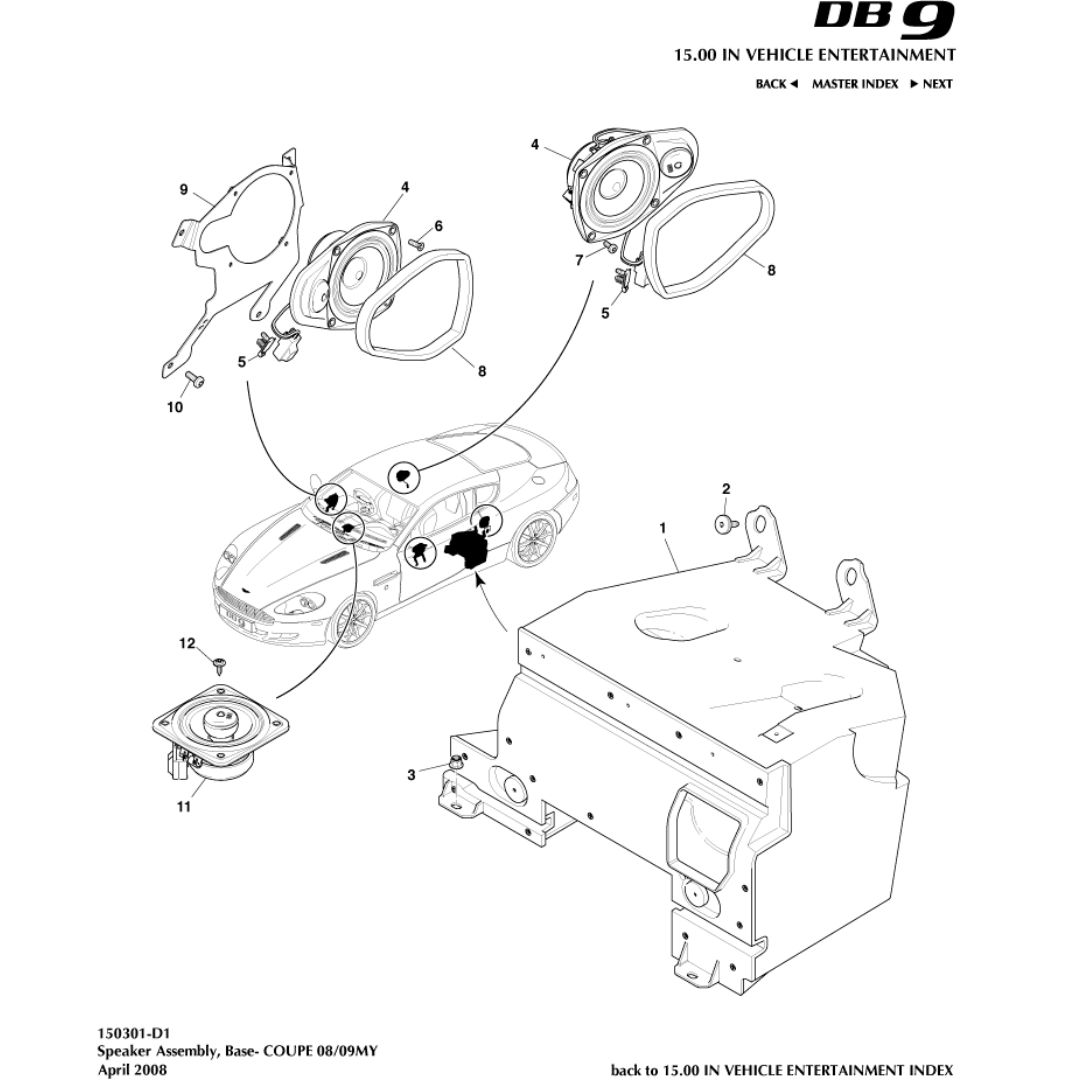 Early DB9 Coupe Base Speaker Assembly